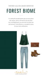pantone fall color outfit inspiration guide coral forestbiome, forest green, green, dark green